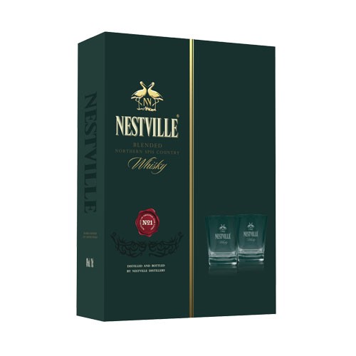 Whisky Nestville darčekové balnie + 2 poháre 40% 0,7 l