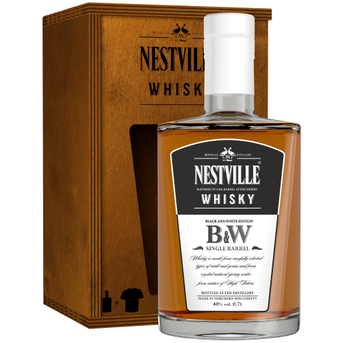 Nestville Whisky B&W Black & White edition + tričko 40% 0,7 l